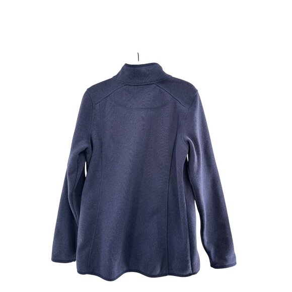 L.L. Bean Navy Full-Zip Fleece Jacket M Reg Prescott Embroidered Logo Coastal - Picture 2 of 6